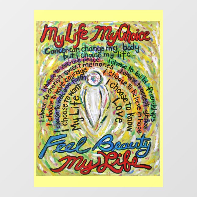 White Angel with Cancer Poem Art Window Cling (Sheet)