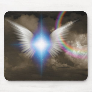 White angels wings mouse mat