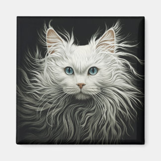 White Angora Cat Magnet