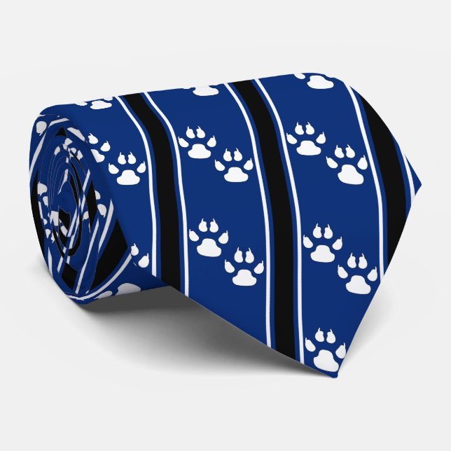 White Animal Paw Claw Prints Team Sports Necktie (Rolled)