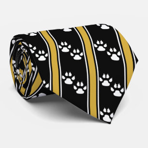 White Animal Paw Claw Prints Team Sports Necktie