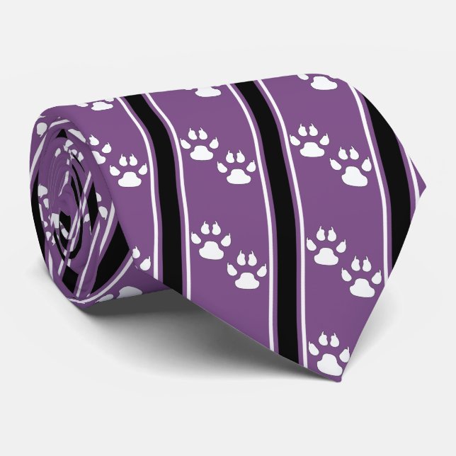 White Animal Paw Claw Prints Team Sports Necktie (Rolled)