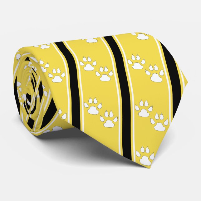 White Animal Paw Claw Prints Team Sports Necktie (Rolled)