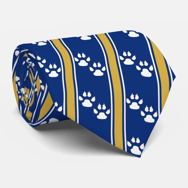 White Animal Paw Claw Prints Team Sports Necktie (Rolled)