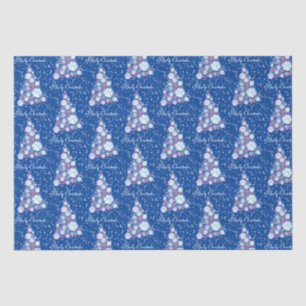 White Animal Paw Pink and Blue Christmas Tree Blue Tissue Paper