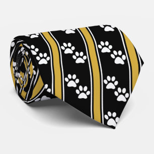 White Animal Paw Prints Team Sports Necktie