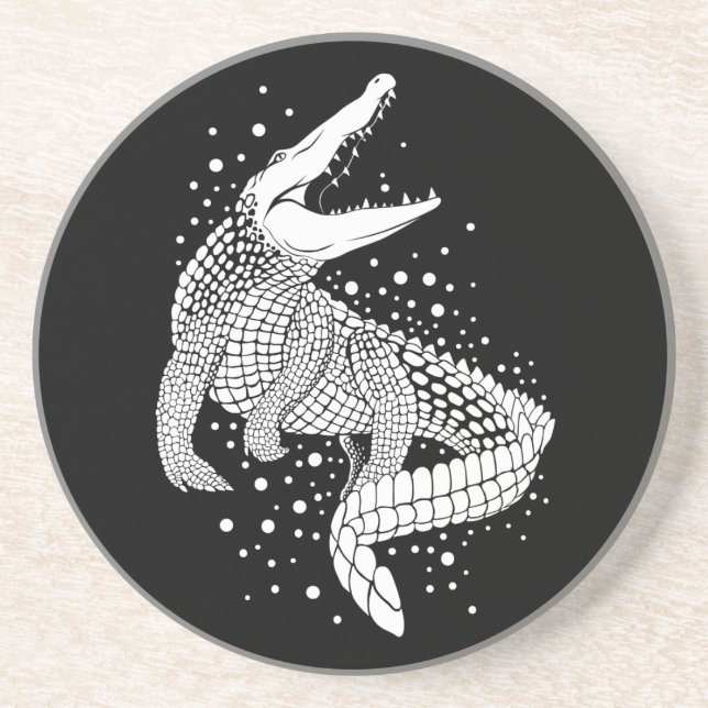 White Animal Silhouette - Crocodile Coaster (Front)