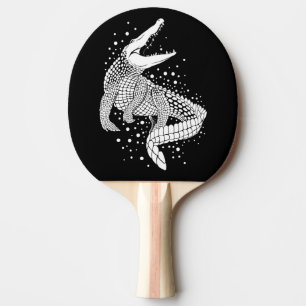 White Animal Silhouette - Crocodile Ping Pong Paddle
