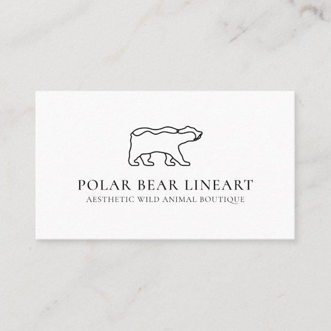 White Animal Wild Polar Bear Business Card (Front)
