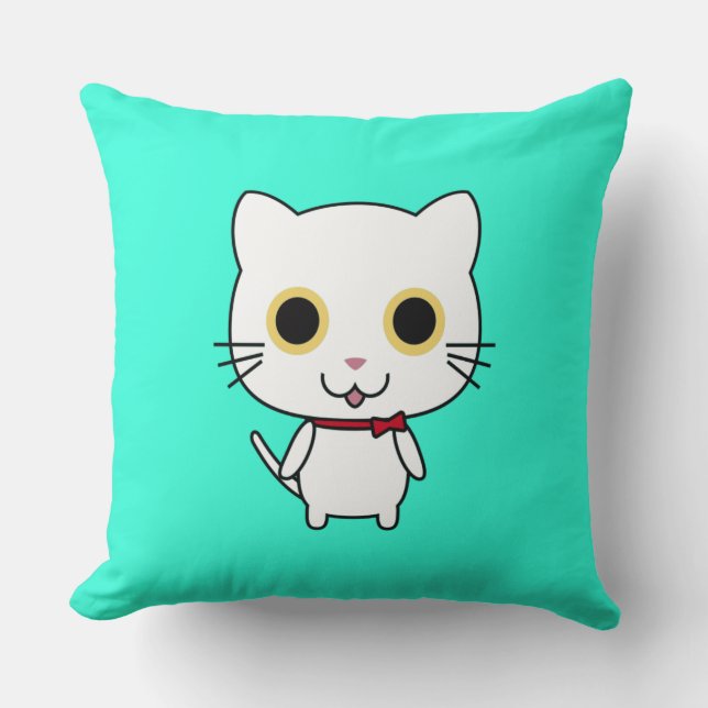 White Anthropomorphic Cat Clipart Cushion (Front)