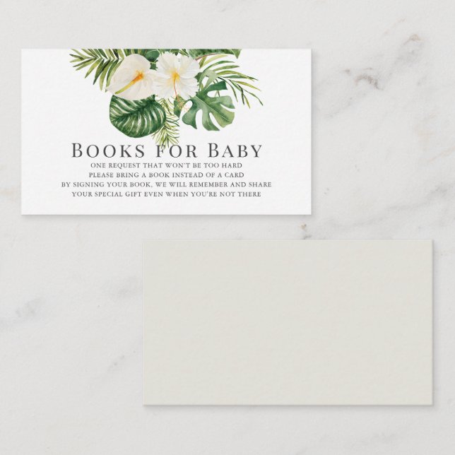 White Anthurium & Hibiscus Floral Books for Baby Enclosure Card (Front/Back)