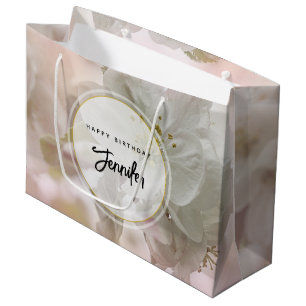 White Apple Blossom Photograph Birthday Large Gift Bag