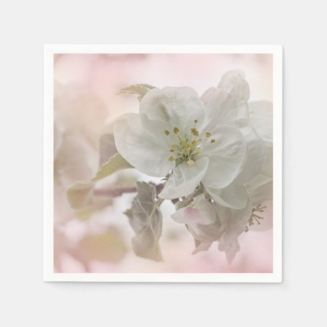  White Apple Blossom Photograph Napkin (Front)