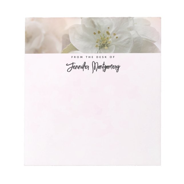 White Apple Blossom Photograph Notepad (Front)