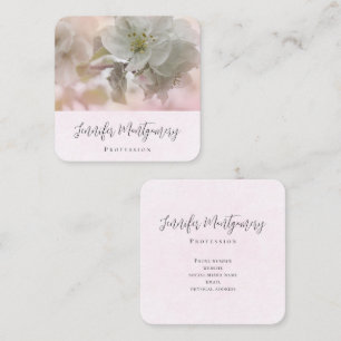 White Apple Blossom Photograph Square Business Card