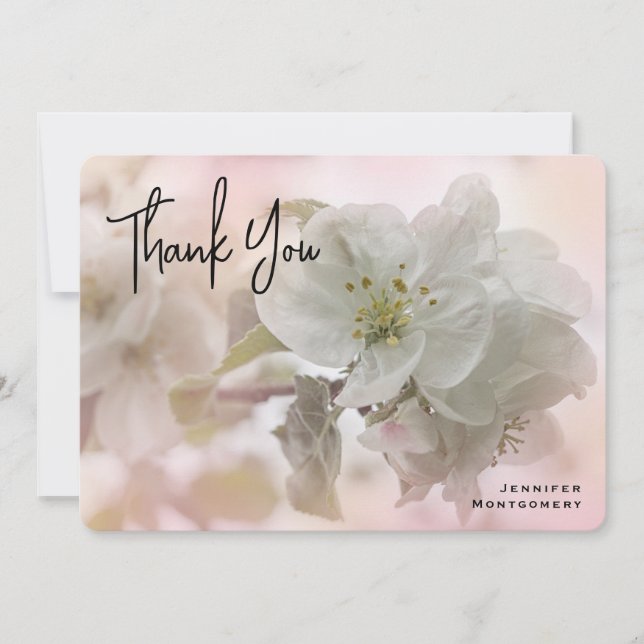 White Apple Blossom Photograph Thank You Card (Front)