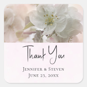 White Apple Blossom Photograph Wedding Square Sticker