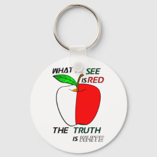 White Apple Key Ring