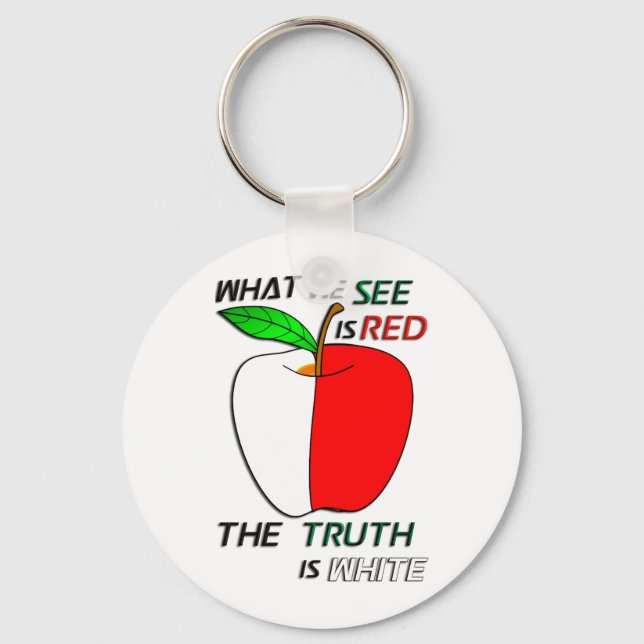 White Apple Key Ring (Front)