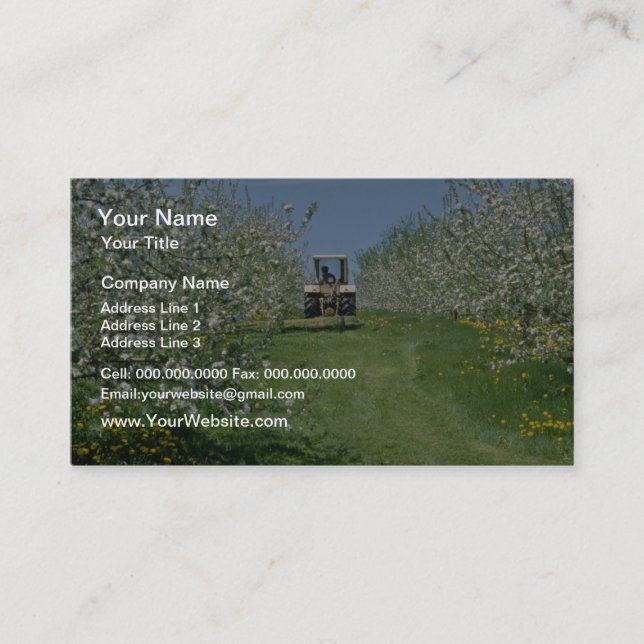 white Apple orchard cultivating, Nova Scotia flowe Business Card (Front)
