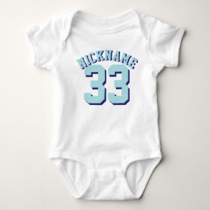 White & Aqua Baby   Sports Jersey Design Bodysuit