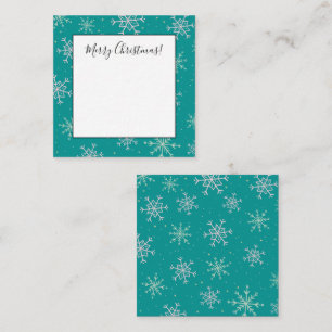 White & Aqua Snowflakes on Teal Christmas Card