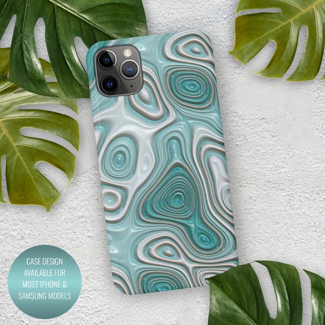 White Aqua Turquoise Green Swirl Art Pattern iPhone Case (Creator Uploaded)