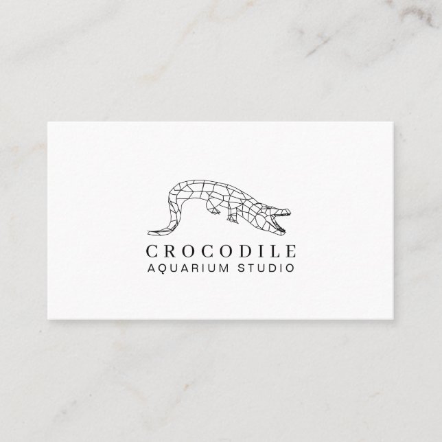 White Aquarium Crocodile Alligator Business Card (Front)