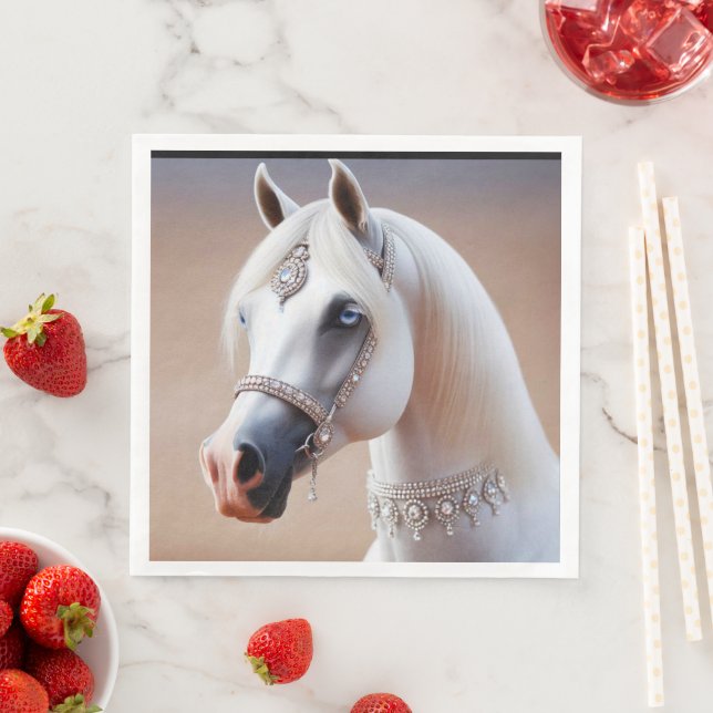 White Arabian Horse Napkin (Insitu)