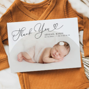 White Arch Frame Thank Yoy Birth Announcement