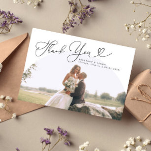 White Arch Wedding Thank you Script Card