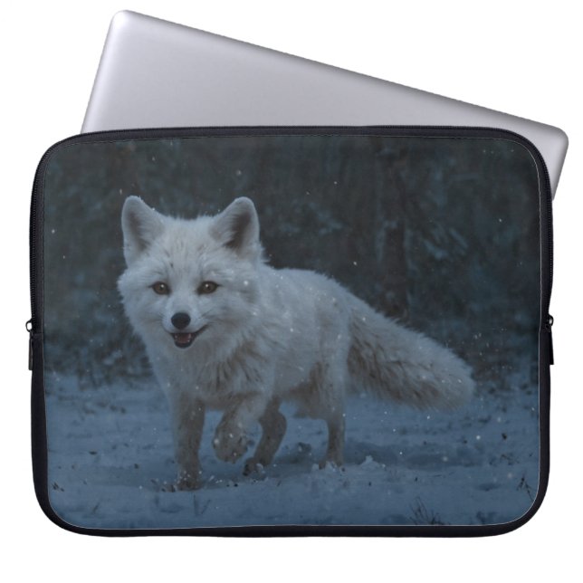 White Arctic Fox Laptop Sleeve (Front)