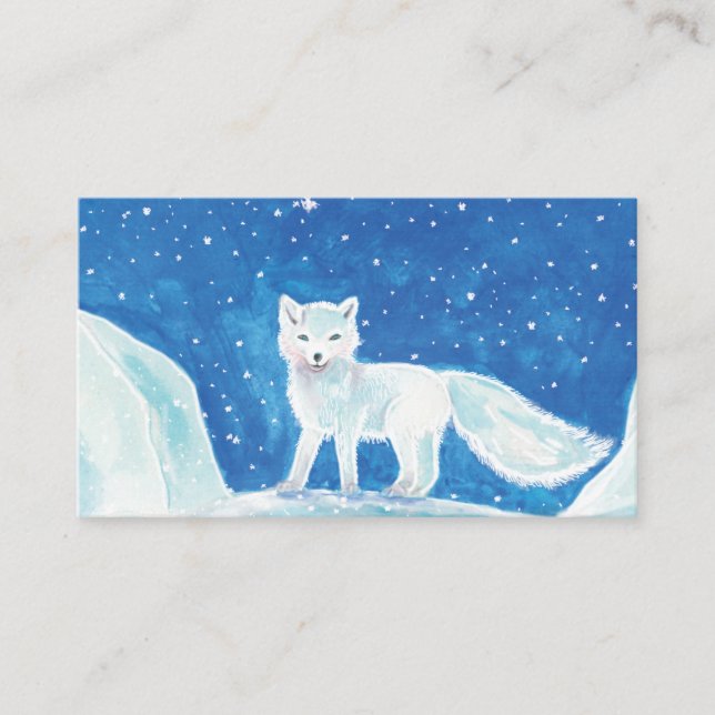 White Arctic Fox (Vulpes lagopus) Illustration   Enclosure Card (Front)