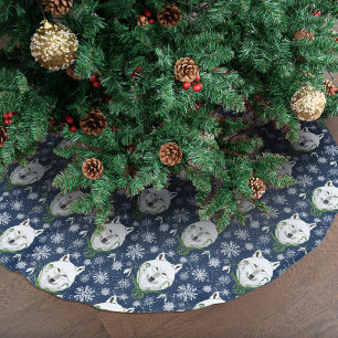 White Arctic Wolf Snowdrop Flowers Brushed Polyester Tree Skirt