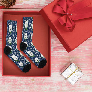 White Arctic Wolf Snowdrop Flowers Socks