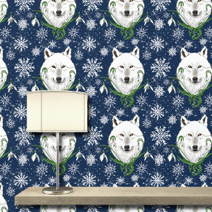 White Arctic Wolf Snowdrop Flowers Wallpaper