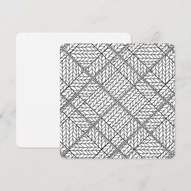 WHITE ARGYLE KNIT 5.25" Square Flat Card  (Front/Back)