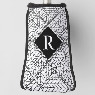 WHITE ARGYLE KNIT Golf Putter Cover + Initial II