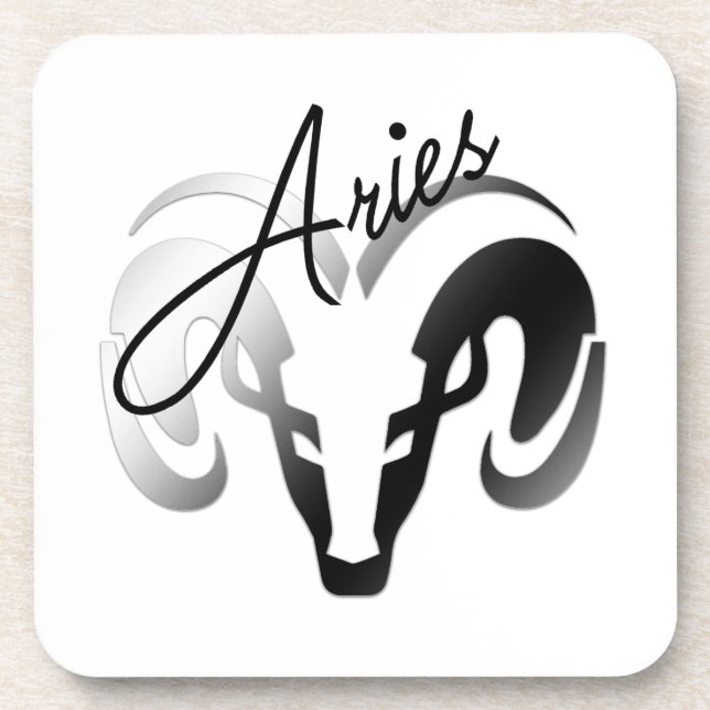 White Aries the Ram Zodiac Coaster (Front)