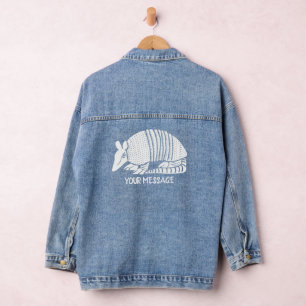 White Armadillo Personalised Graphic Denim Jacket