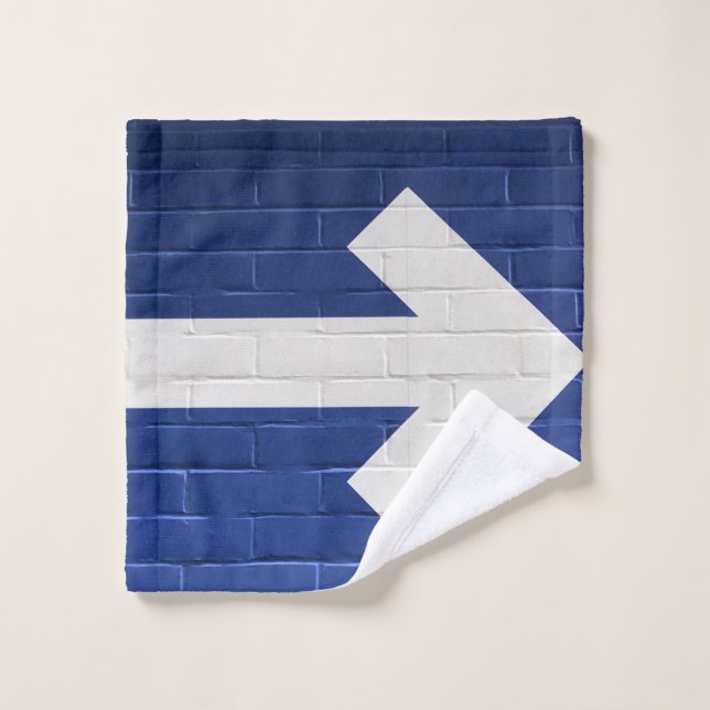 White arrow painted on brick wall wash cloth (Wash Cloth)