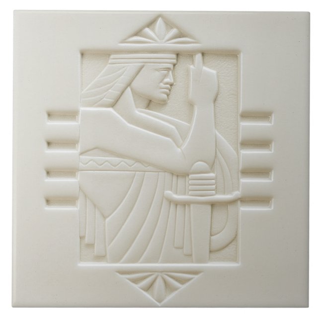 White Art Deco Design Ceramic Tile (Front)