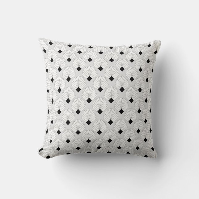 White Art Deco Design Cushion (Front)