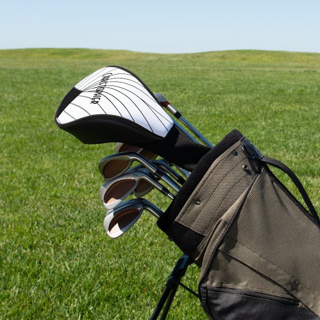 White Art Deco Design Golf Head Cover (In Situ)