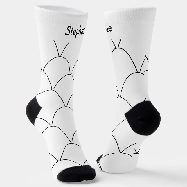 White Art Deco Design Socks (Angled)