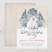 White Artic Fox Woodland Christmas Birthday Party