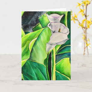 White Arum Lily watercolor tropical floral Card