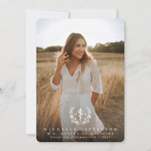 White Asclepius MD Doctor of Medicine Graduation Announcement