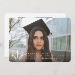 White Asclepius RN Registered Nurse Graduation Announcement