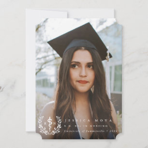 White Asclepius RN Registered Nurse Graduation Announcement